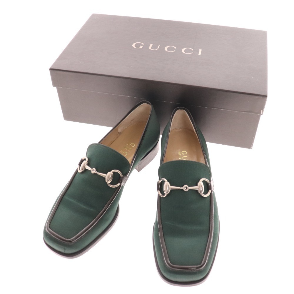 ヤフオク! - □ GUCCI グッチ ホースビット サテン ローファー