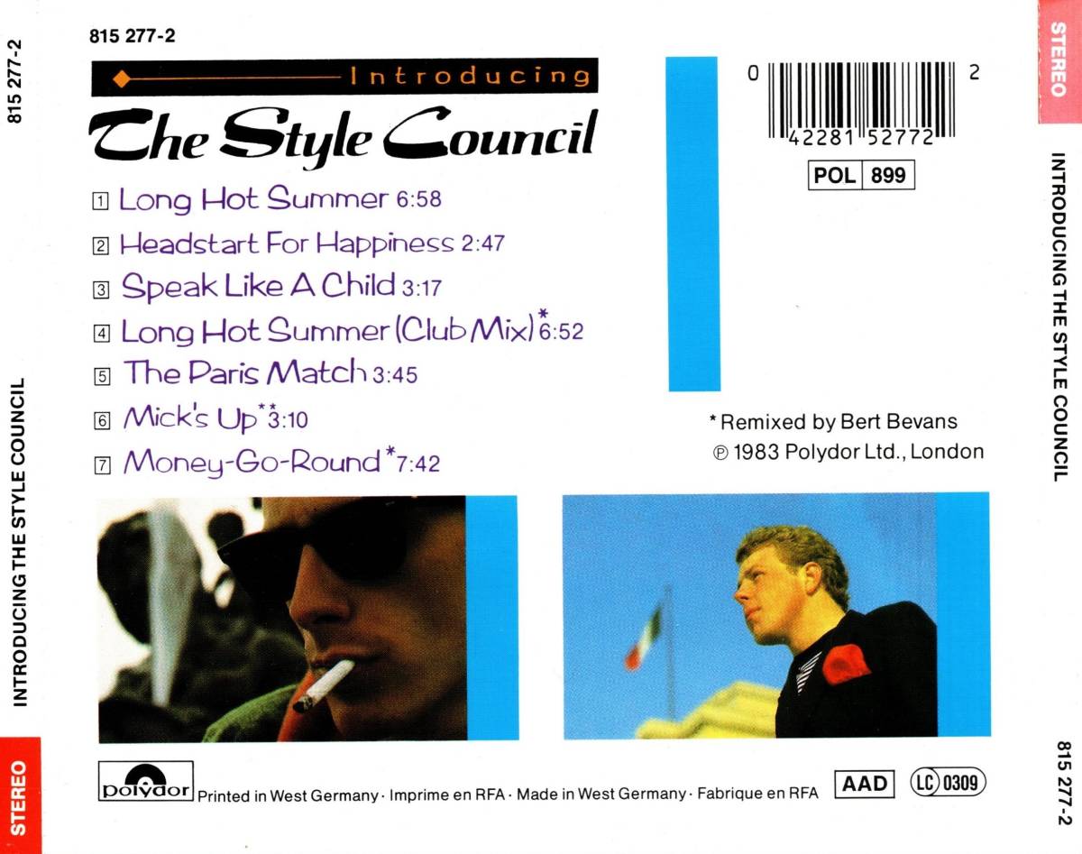 西独盤CD☆ザ・スタイル・カウンシル／Introducing The Style Council（815 277-2） イントロデューシング、ポール・ウェラー、1stアルバム_画像2