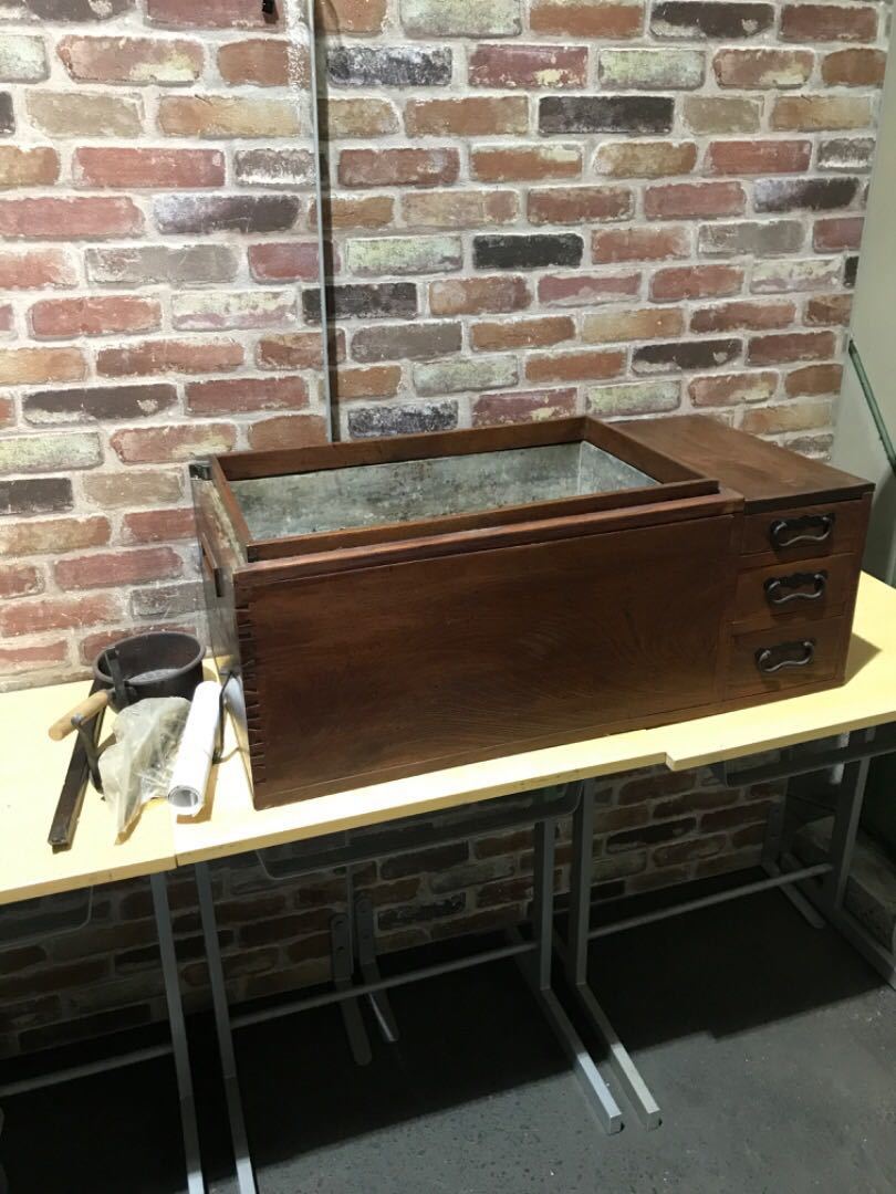 長火鉢 時代物 昭和レトロ 骨董品 古民具 火鉢 アンティーク 囲炉裏 ...