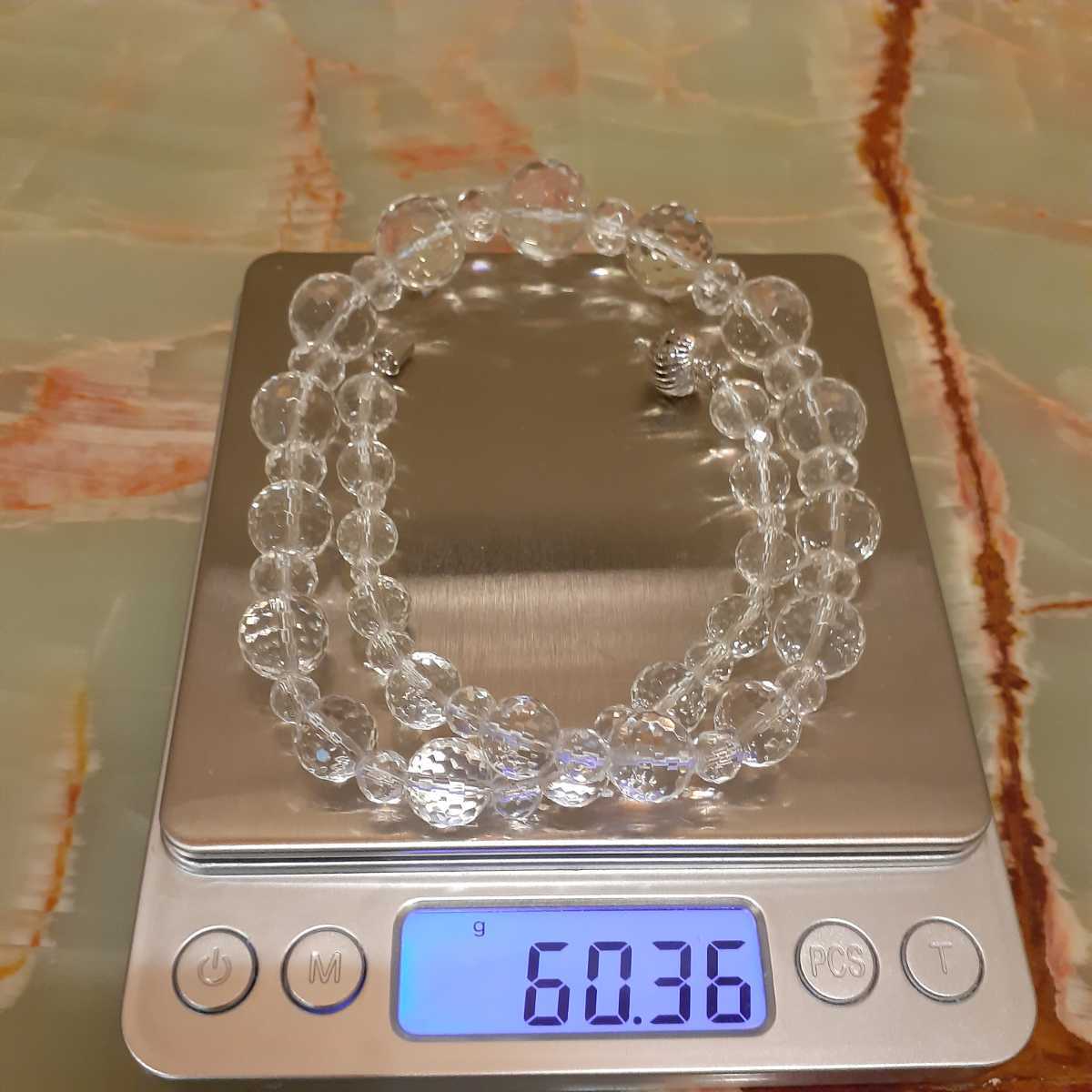 水晶 ネックレス 約60.36g 全長約44cm_画像2