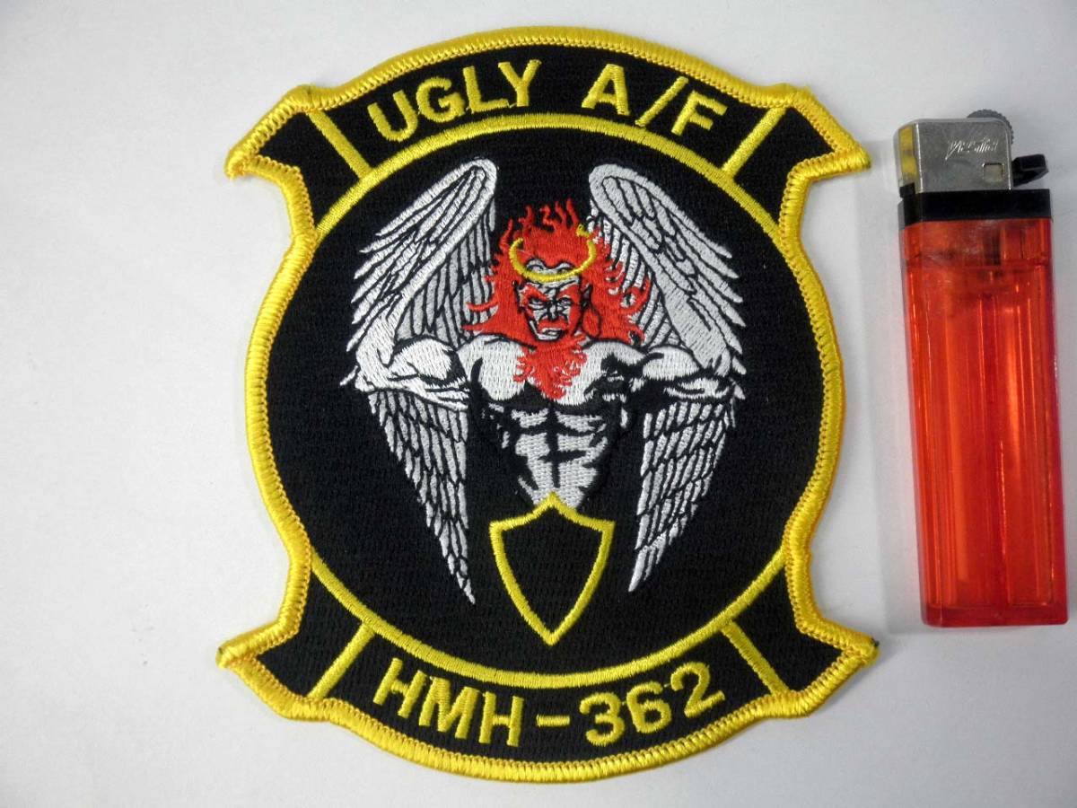 アメリカ海兵隊【HMH-362 UGLY A/F スコードロンパッチ】公式？/USMC/ヘリコプター飛行隊/刺繍/ワッペン/部隊章/未使用・美品_画像1