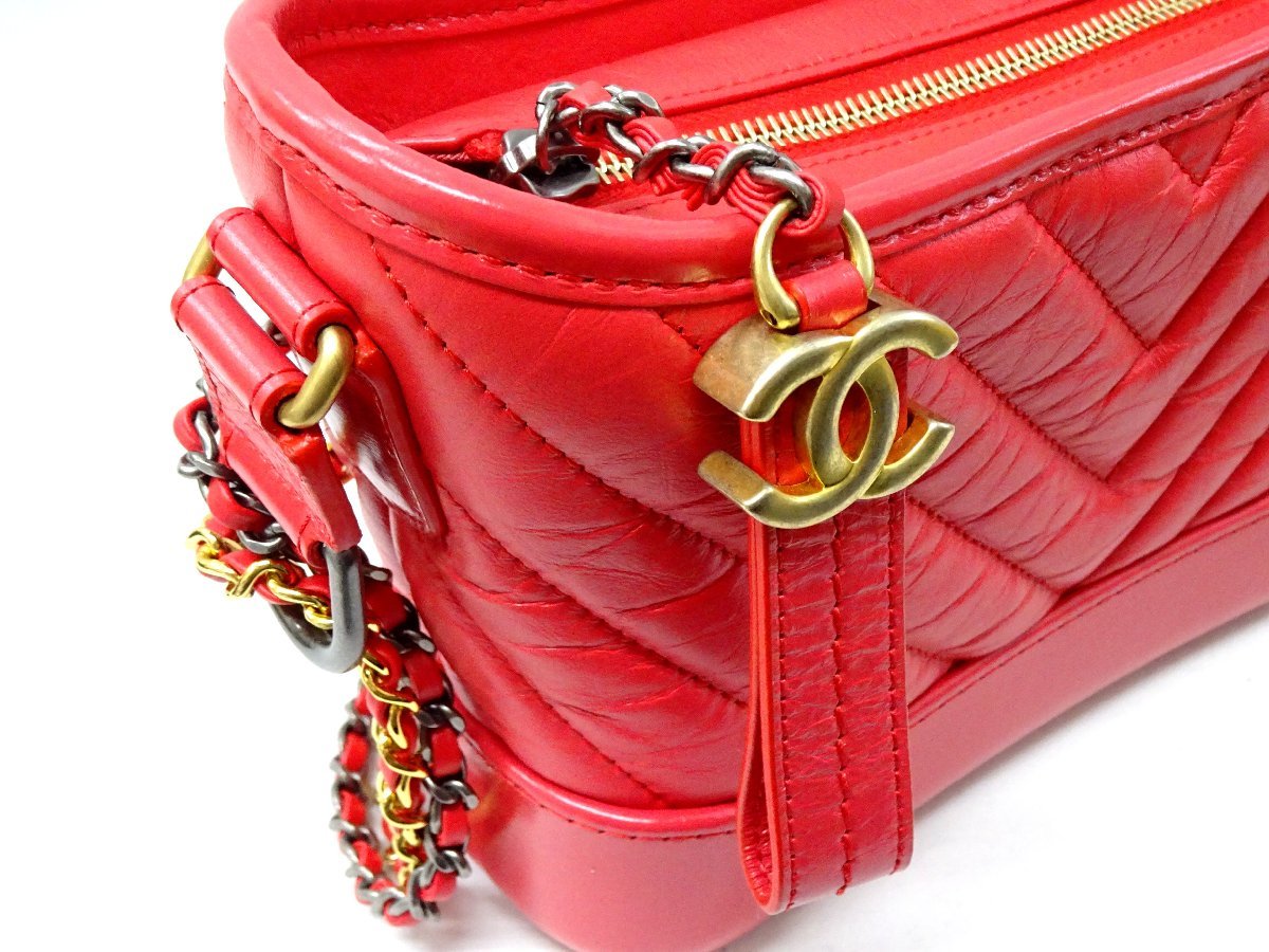 29番(シール有)【美品】シャネル CHANEL ガブリエル ドゥ シャネル スモール ホーボー チェーン ショルダーバッグ レザー ピンク/レッド