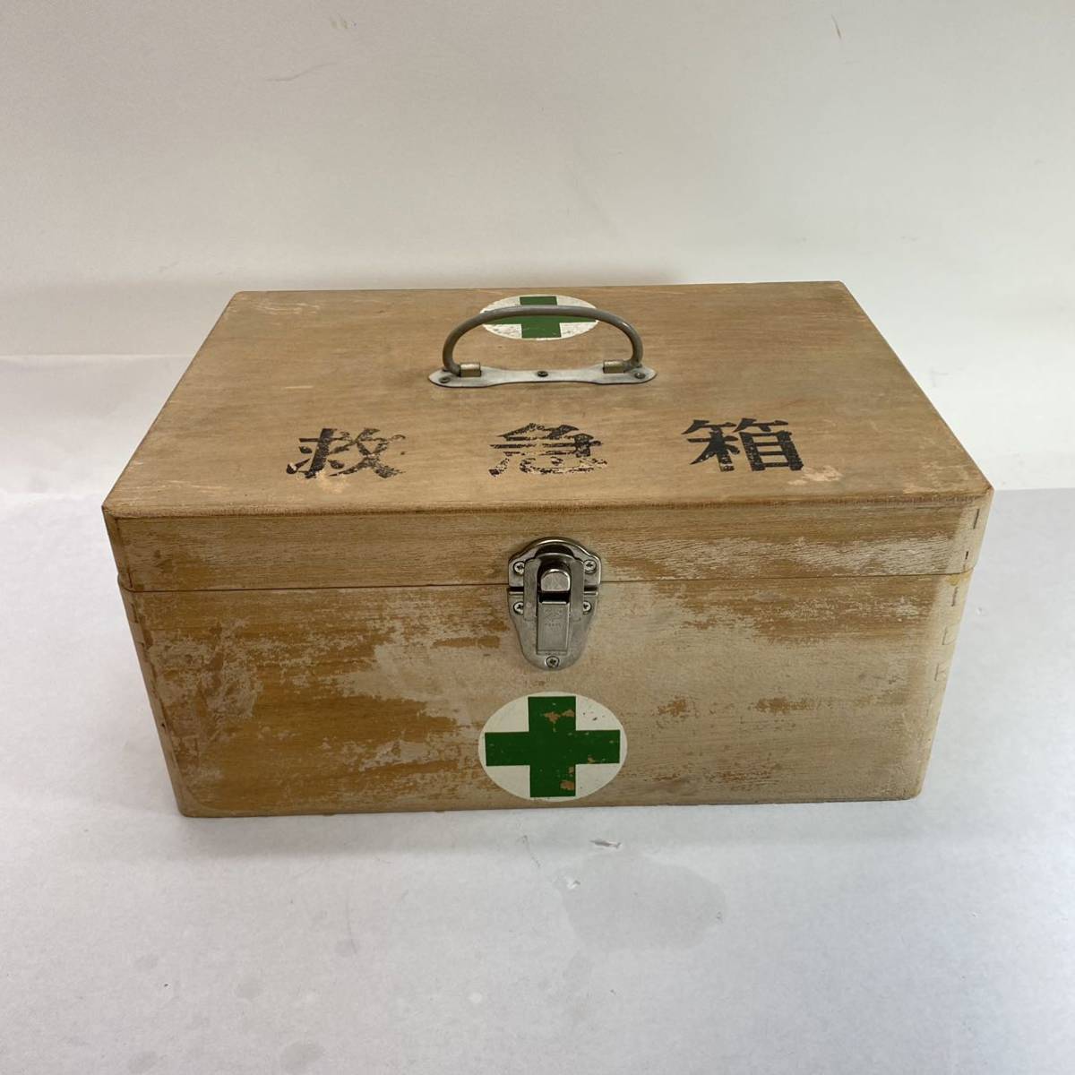 救急箱 木製 薬箱 昭和レトロ 小物入れ ボックス 古道具 インテリア