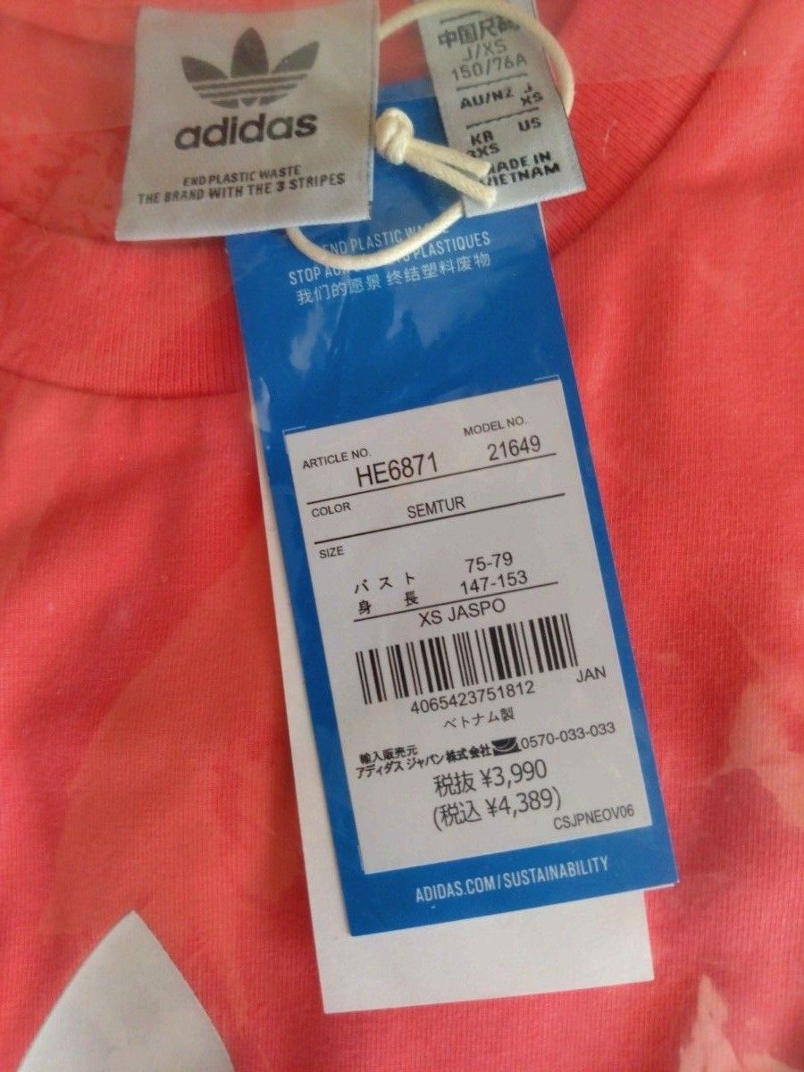 【XS】アディダスオリジナルス クラシックス トレフォイル Tシャツ 新品未使用 タグ付き レギュラーフィット