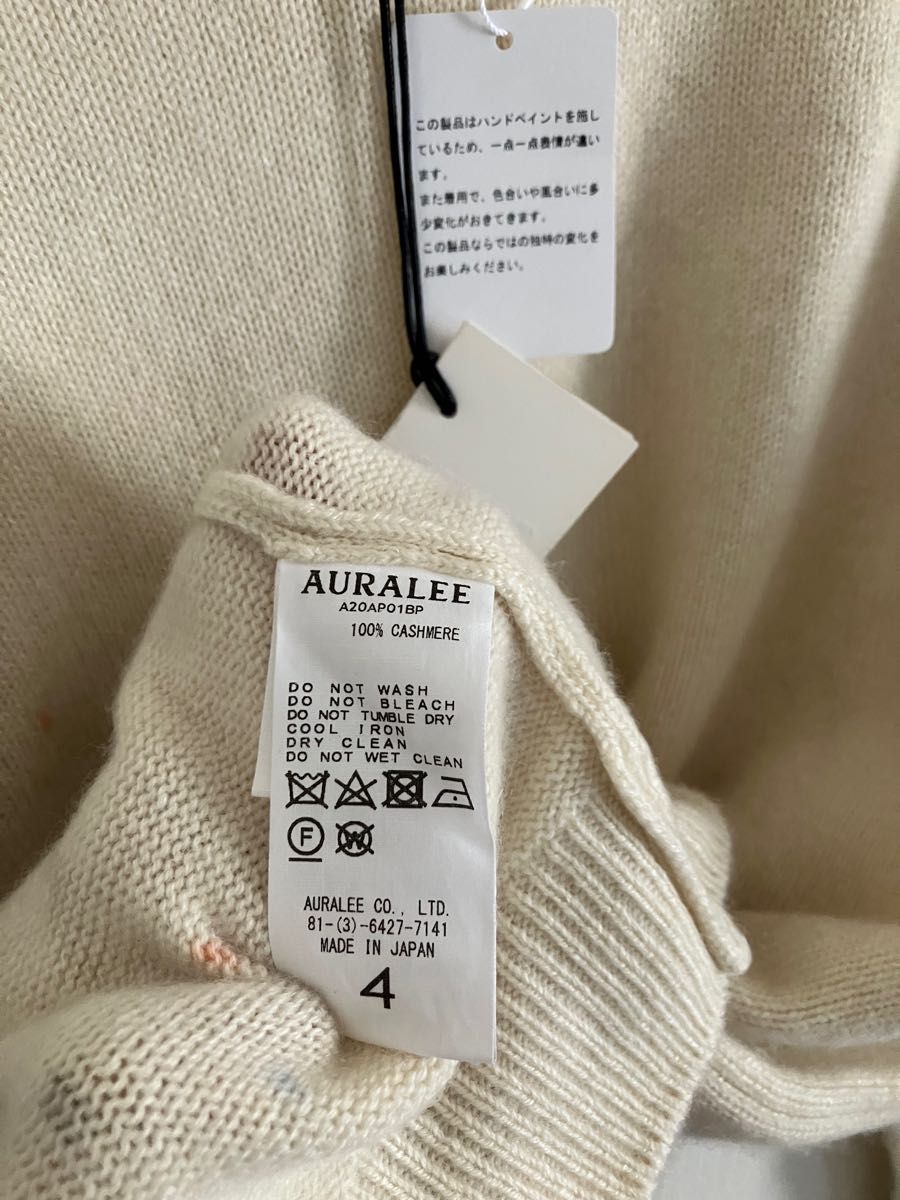 AURALEE オーラリー ペイントニット セーター カシミヤ 4 ホワイト