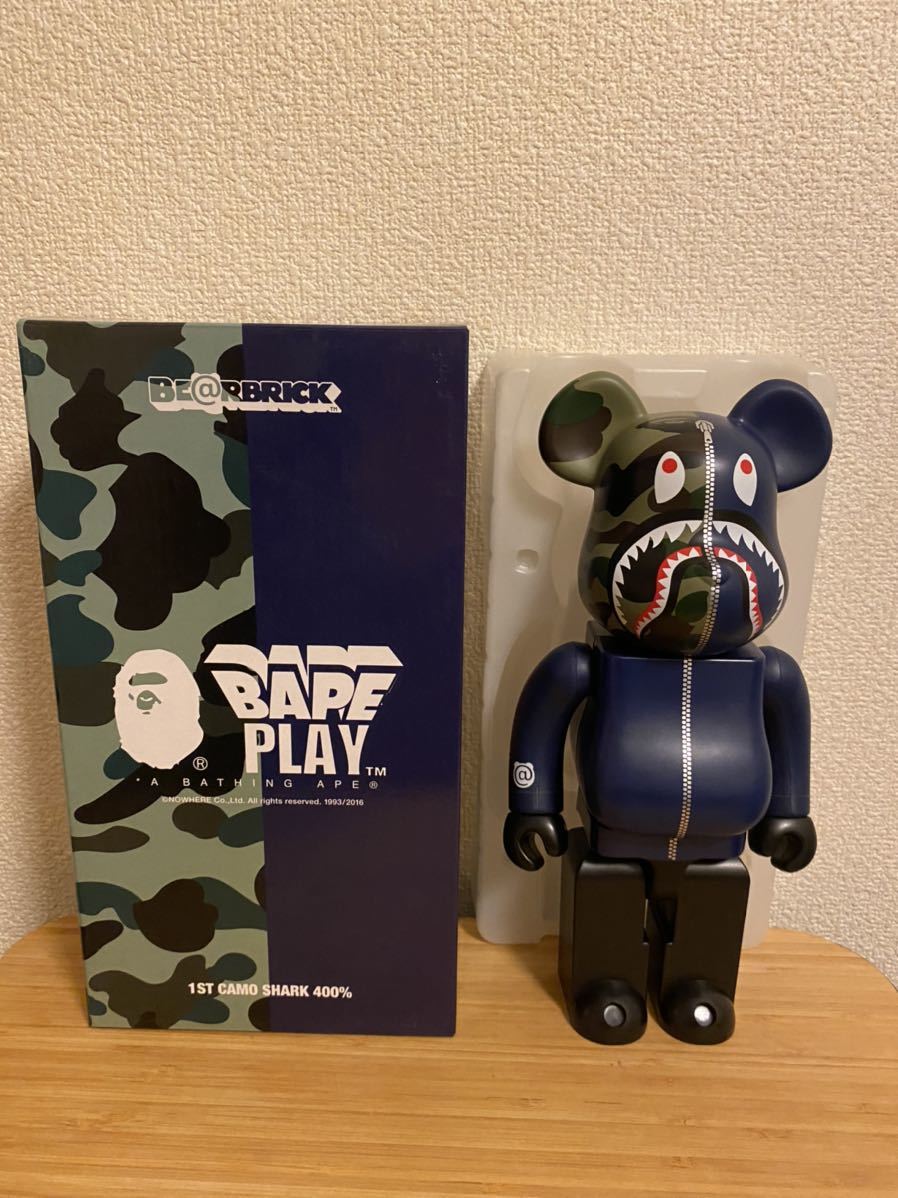 美品 BAPE 400% BE@RBRICK 1ST CAMO SHARK smcint.com