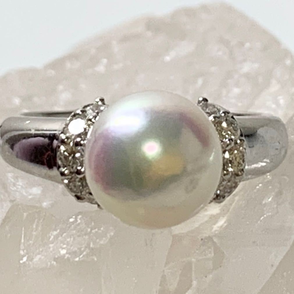 鑑別書付【Pt900】アコヤ真珠 ダイヤモンド 0.25ctリング♪パール指輪