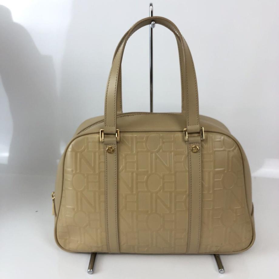 CELINE セリーヌ レザー ロゴ トートバッグ ベージュ レディース