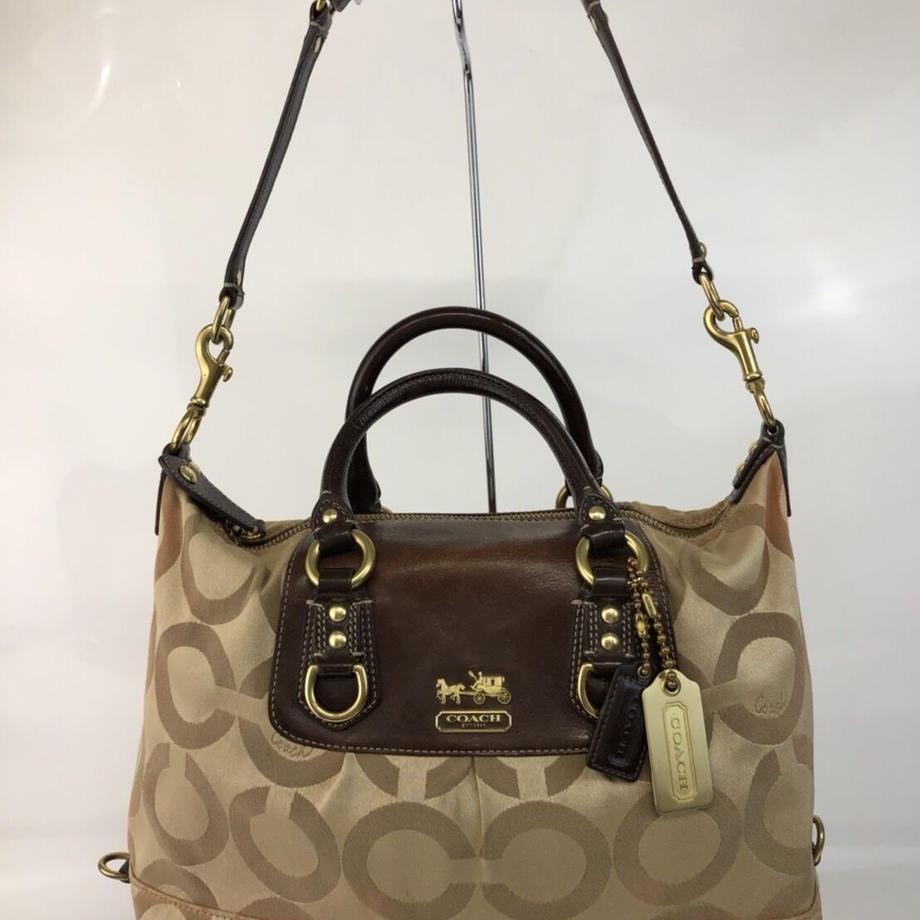 COACH コーチ シグネチャー 2way トートバッグ ベージュ ブラウン