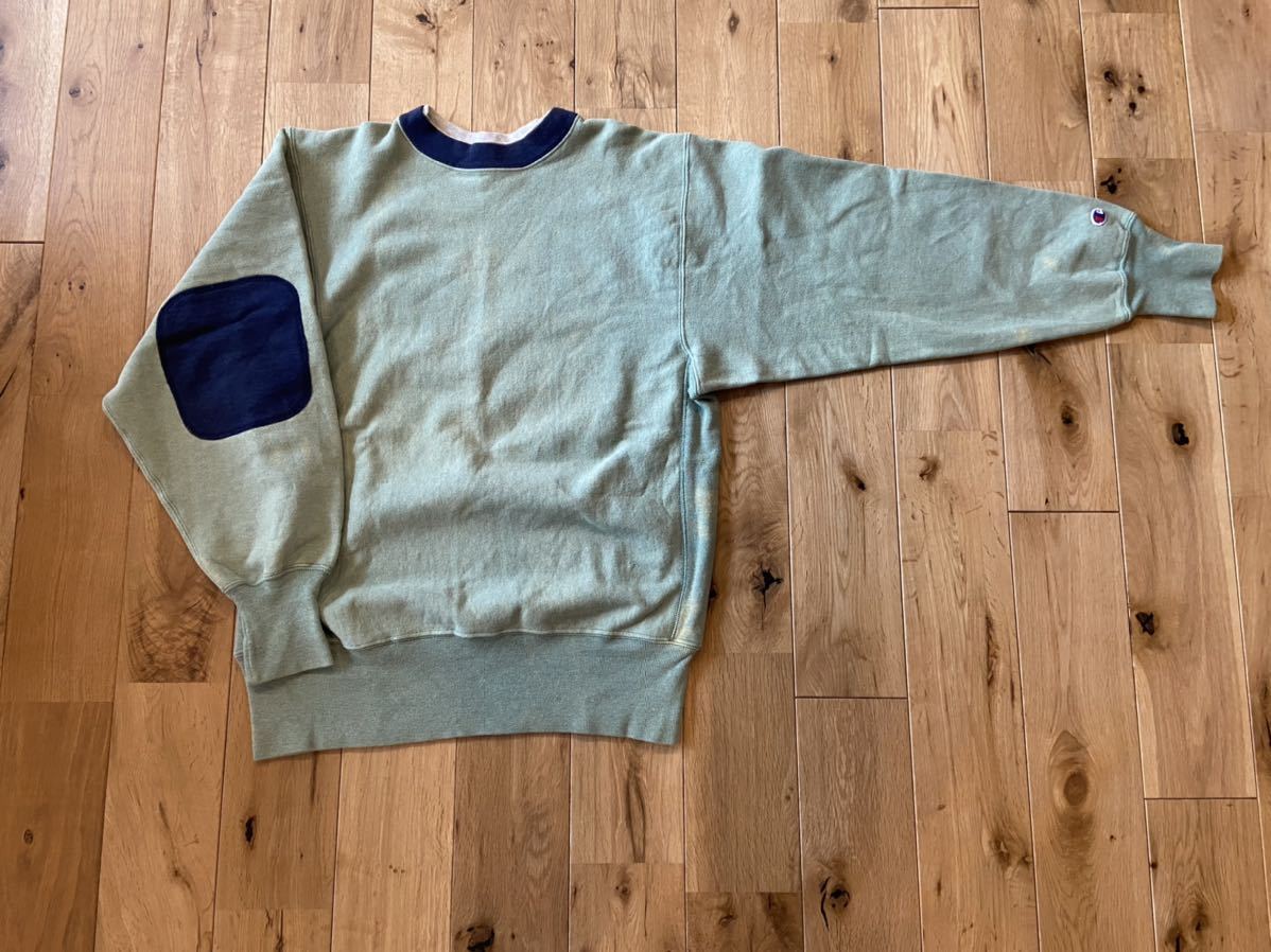 古典 スウェット リバースウィーブ エルボーパッチ champion 90s 目