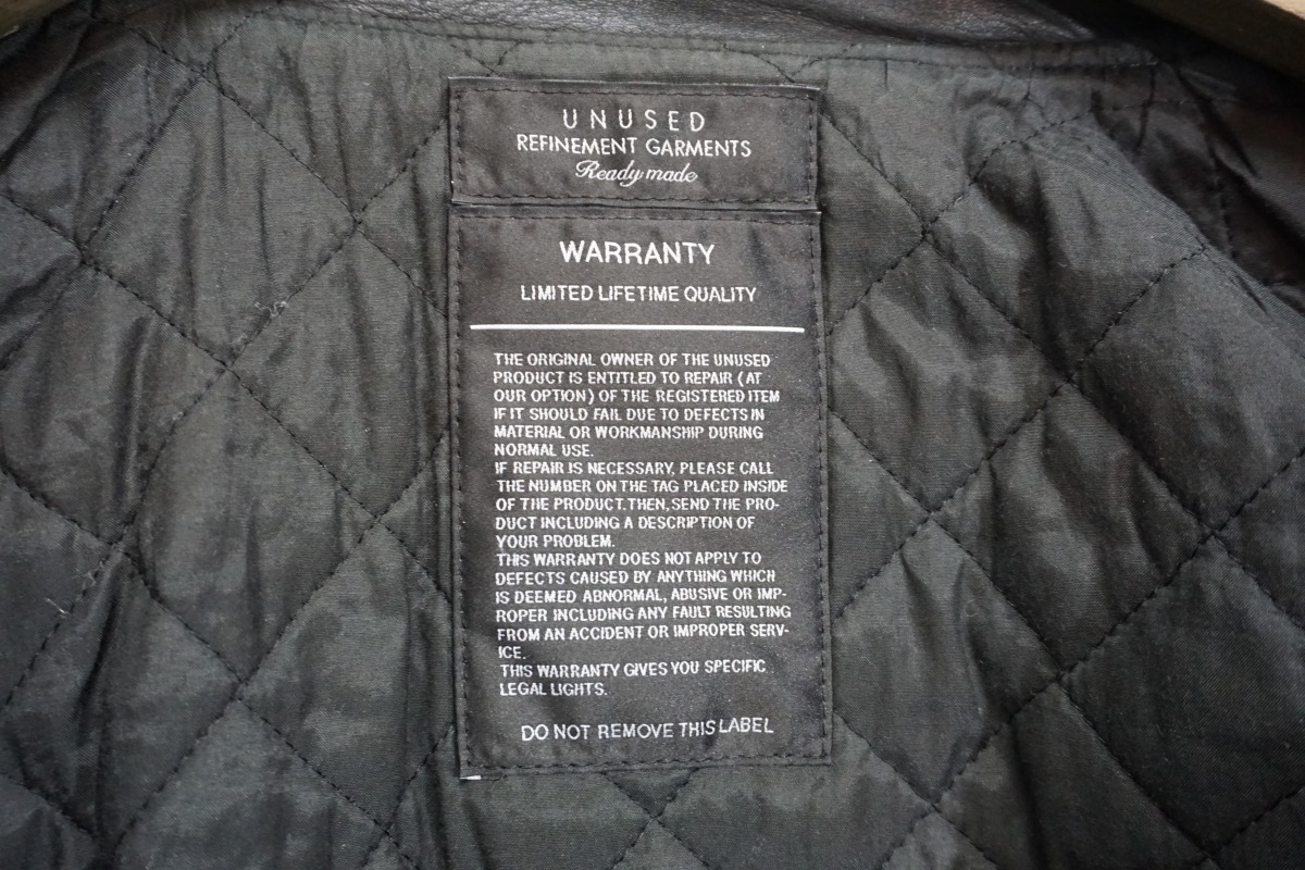 美品 定番 15AW UNUSED アンユーズド LEATHER RIDERS JACKET レザー