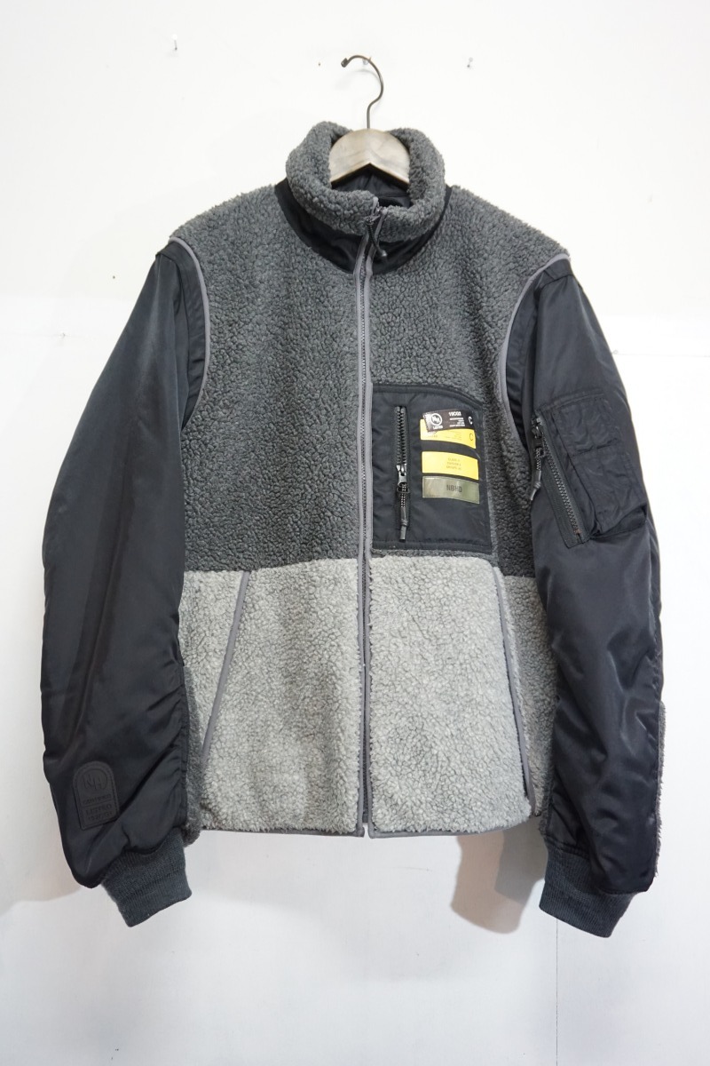 19AW NEIGHBORHOOD ネイバーフッド　FLEECE / EAN-JKT ボア フリース ジャケット MA-1 ブルゾン 192SZNH-JKM04 灰208M▲_画像1