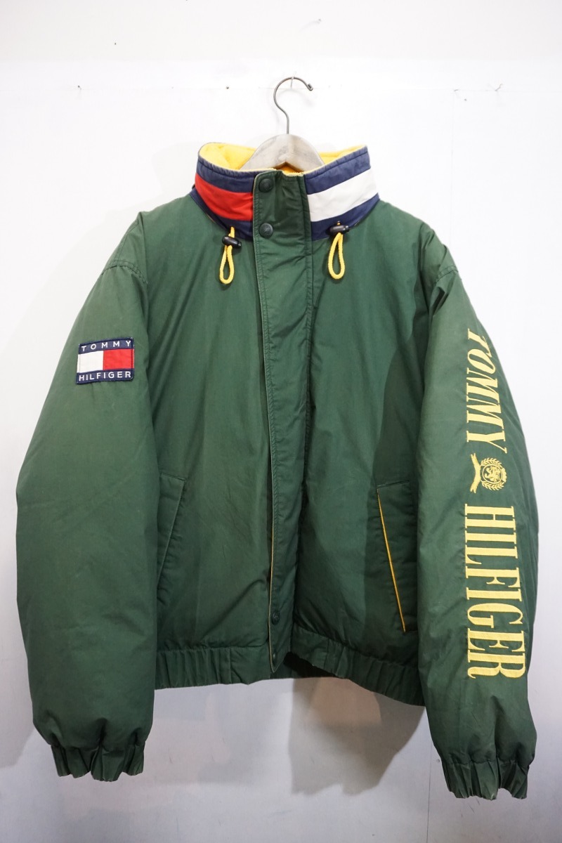 正規 希少 90s Tommy Hilfiger トミーヒルフィガー セーリング ダウン ジャケット グリーン BAD HOP T-Pablow 緑L 本物320M▲