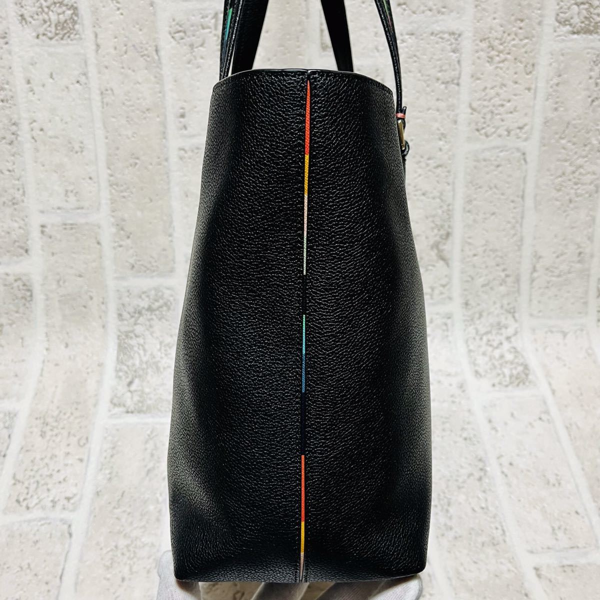 美品 ポールスミス インレイドストライプハンドル トートバッグ 美品 ポールスミス インレイドストライプハンドル トートバッグ