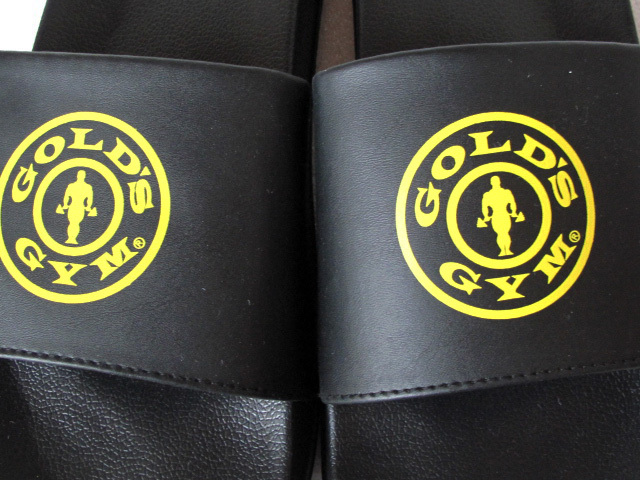  tag equipped GOLD\'S GYM Gold Jim shower sandals LL 27~28cm circle Logo type black / yellow Bick Logo 