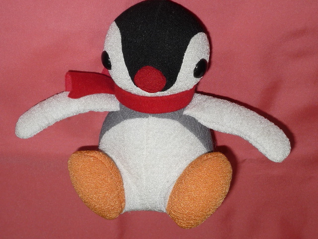  ultra rare! retro 1999 year PINGU Pingu character pin ga. jackstones material soft toy ( not for sale )*