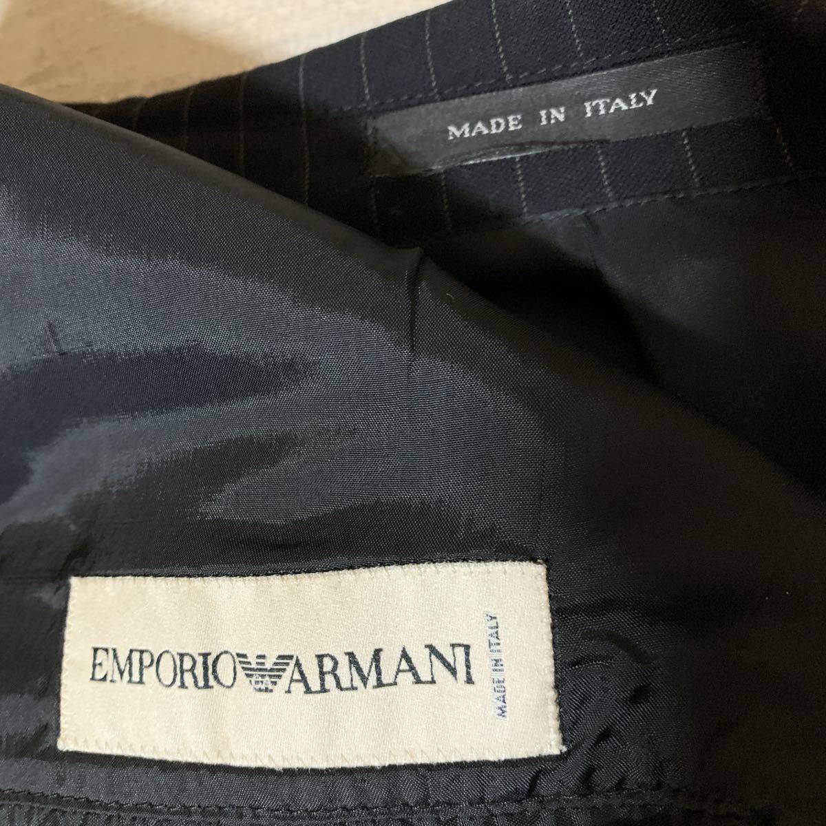 【定価約15万 イタリア製 美品】EMPORIO ARMANI ストライプ セットアップ スーツ エンポリオアルマーニ テーラード ジャケット パンツ  EA7