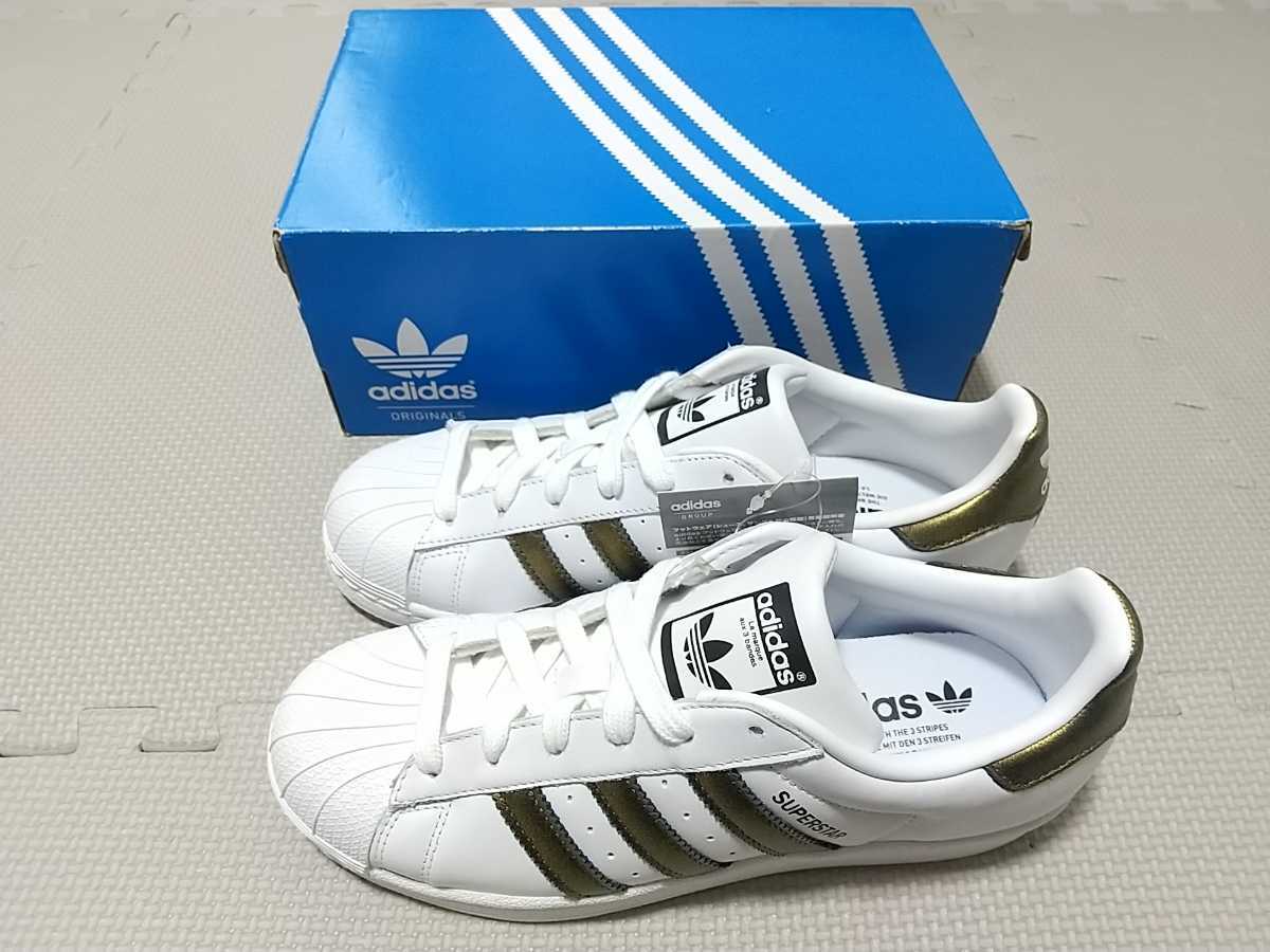 adidas Originals SUPER STAR W 24.5. white white gold Adidas Originals super Star lady's sneakers shoes unused 