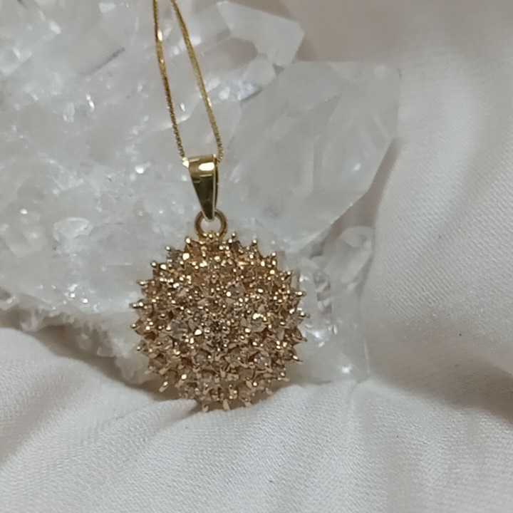 _^ 高級天然ダイヤモンド1ct K18ペンダントトップ フラワーモチーフ 極