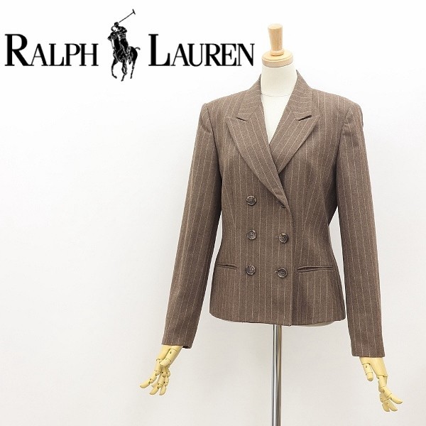 美品 国内正規品◇RALPH LAUREN ラルフ ローレン ストライプ柄 ウール ...
