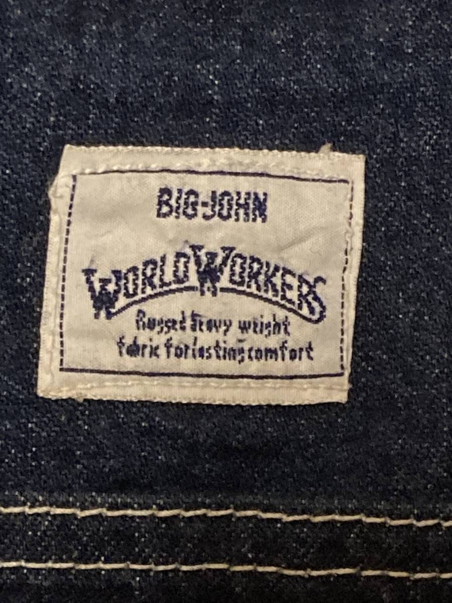 BIG-JOHN индиго голубой Denim painter's pants W36 примерно 44.80 годы BIGJOHN WORLD WORKERS