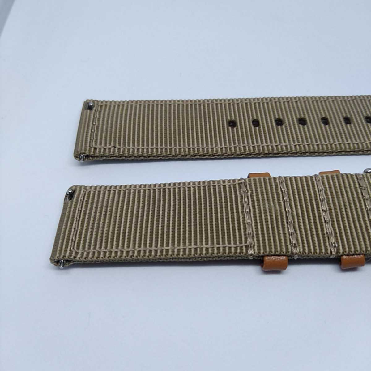  beige 22mm rivet attaching canvas nylon leather strap Hamilton type wristwatch belt exchange for military Easy click type 