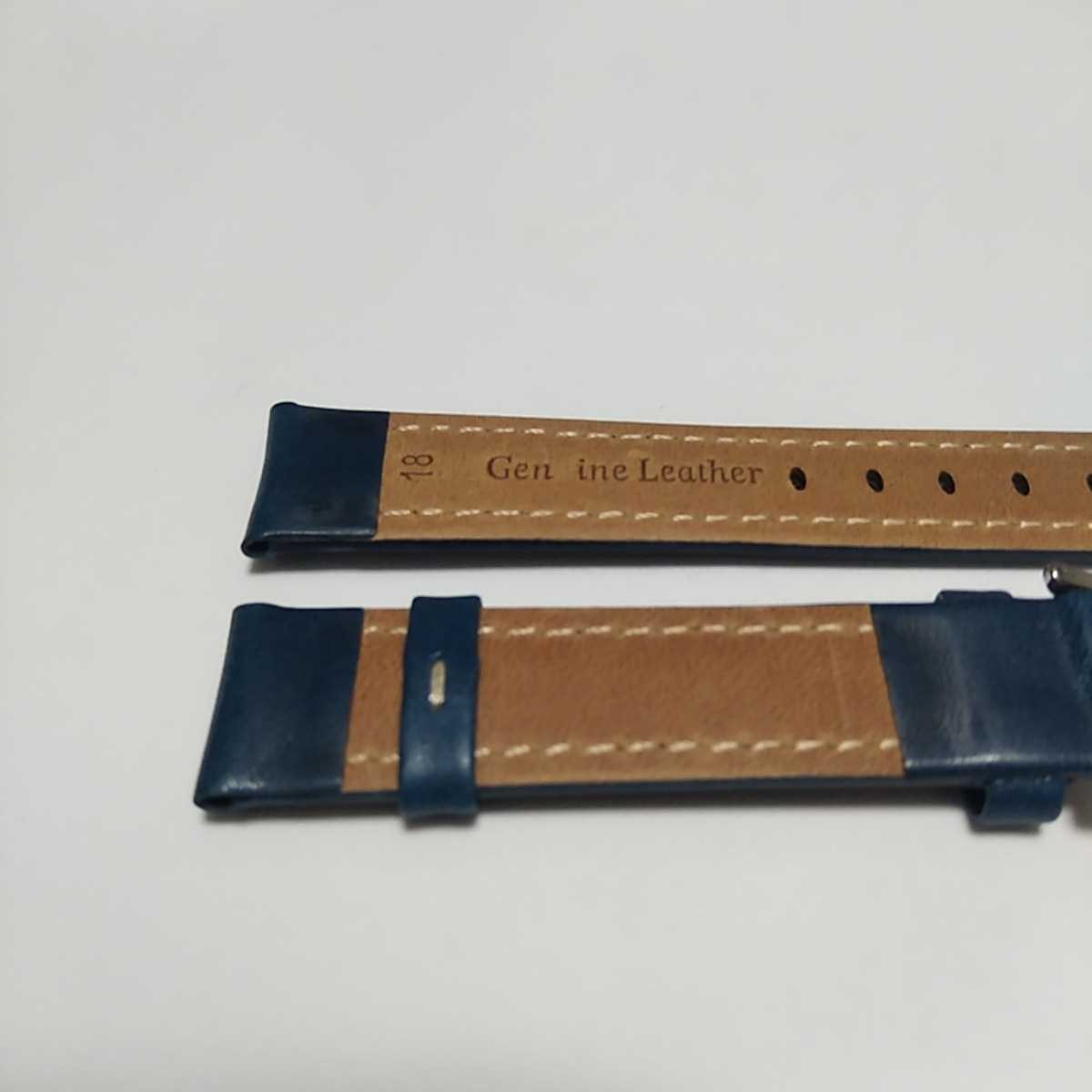 即出荷 オススメ♪ 18mm ブルー 高品質 本革 牛革レザーベルト シンプルデザイン 腕時計交換用ベルト ステッチ ハンドメイド_画像5