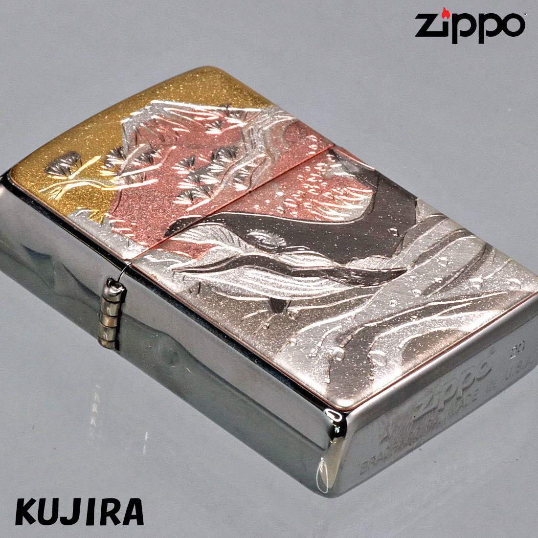 zippo(ジッポーライター)和板 電鋳版プレート 鯨　クジラ 【 ネコポス可】_zippo(ジッポーライター)和板 電鋳版プレー