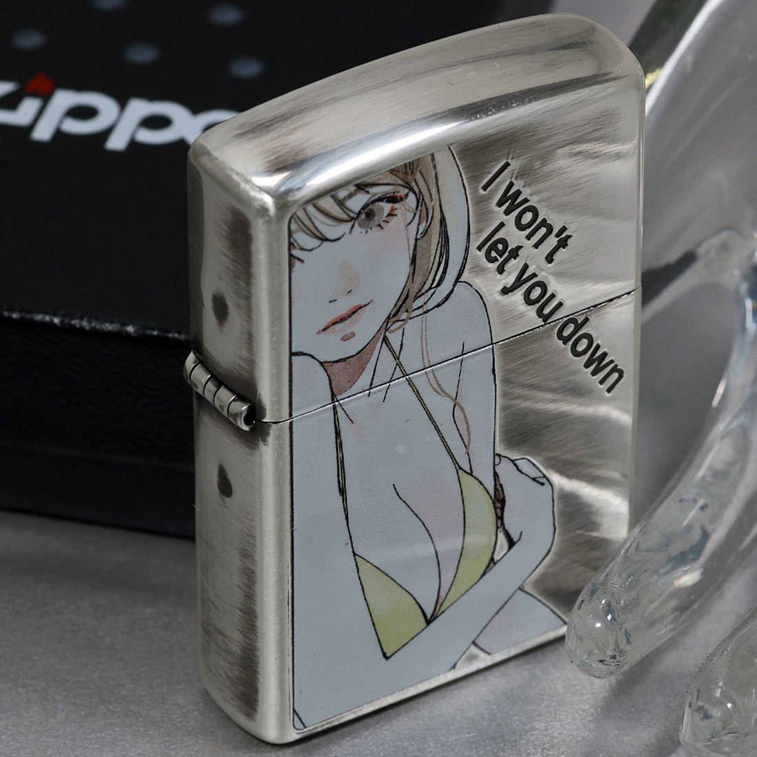 zippo(ジッポーライター)萌え MOE 銀イブシ エッチング クリヤーコート MS-KB　きれい　おしゃれ【ネコポス可】_画像4