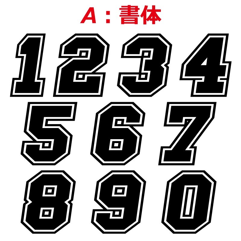 高級反射 ゼッケン ナンバー 数字 ステッカー 【Sサイズ】８枚選べる かっこいい 番号 野球 ヘルメット バイク 車 (1)_画像3