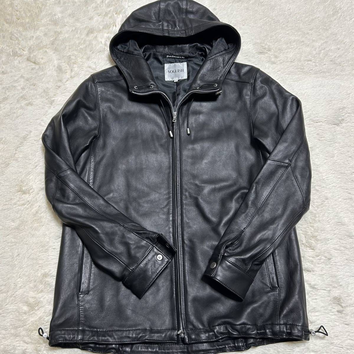 LGF シープレザー フーデット レザージャケット フード付 羊革 ブラックM LGF シープレザー フーデット レザージャケット フード付 羊革