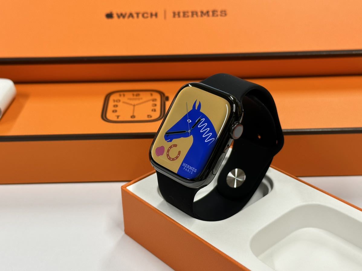 ☆即決 美品 Apple Watch series8 HERMES 45mm アップルウォッチ エルメス GPS+Cellular 黒  ブラックステンレス シリーズ8 854