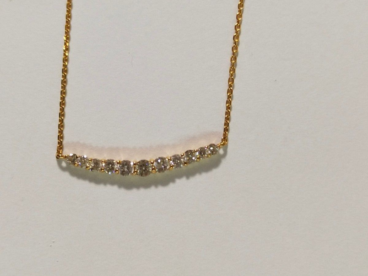 k18YG バータイプ ネックレス 美品 ダイヤ 腕時計、アクセサリー