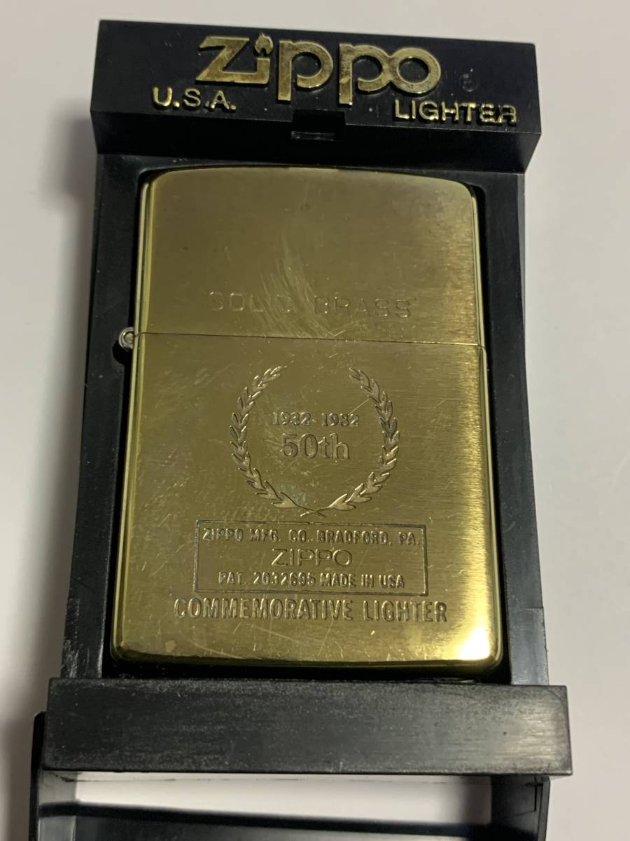 1990年 ブラス 50周年 COMMEMORATIVE柄 Zippo USED良品-