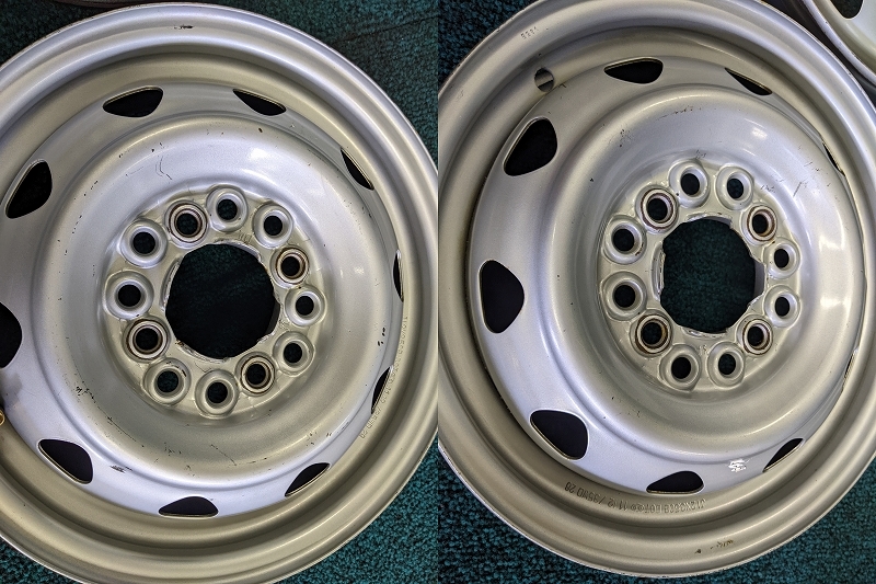 12インチ 中古 鉄ホイール 4本 4穴 PCD100/110/114.3 IN36(実寸) ハブ67mm