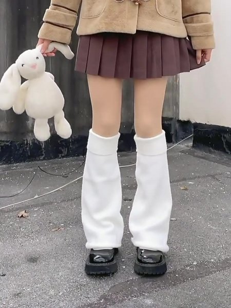 白 ボリューム レッグウォーマー ルーズソックス y2k ニット ギャル 制服 地雷 ゴシック コスプレ JK クリスマス 韓国 kpop ルーズソックス