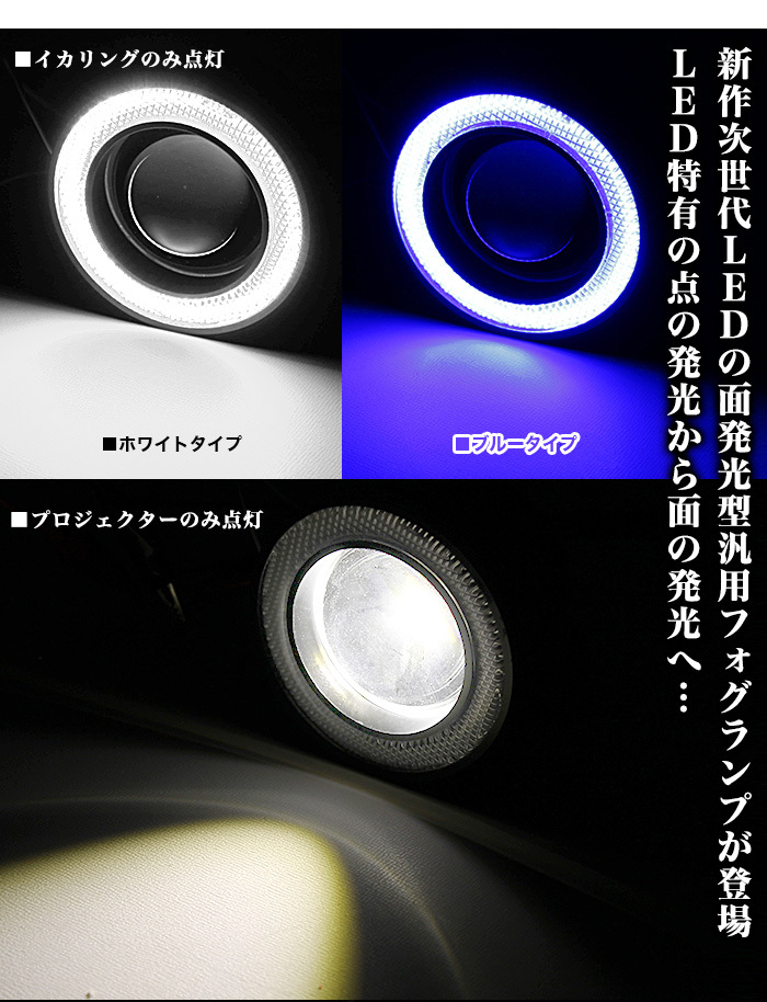 【ブルー】 COB LED イカリング プロジェクター 12V フォグライト FJ4323-blue_画像2