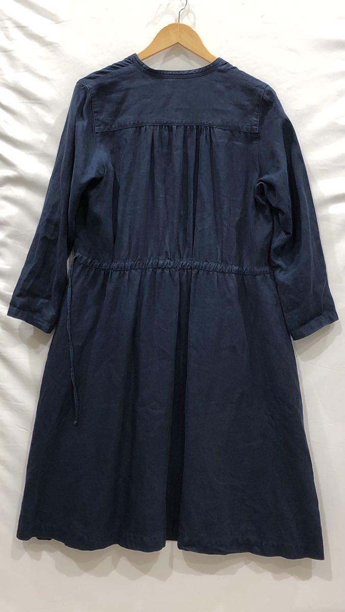 【nest Robe】 カシュクールワンピース ネストローブ 長袖ワンピース リネン NVY 無地 01144-1319 ts202307_画像2