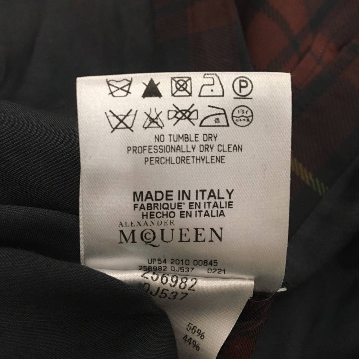 KJ1016-19-3 ALEXANDER MQUEEN Alexander McQueen flannel shirt red men's width of a garment 47cm shoulder width 42cm height 75cm 60 size 