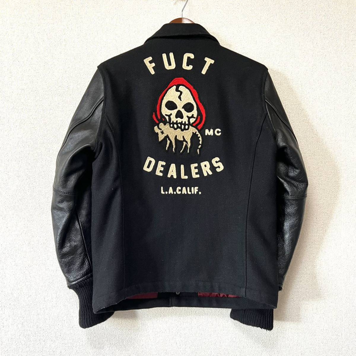 vintage スタジアムジャンパー スタジャン レザー切り替え - 通販
