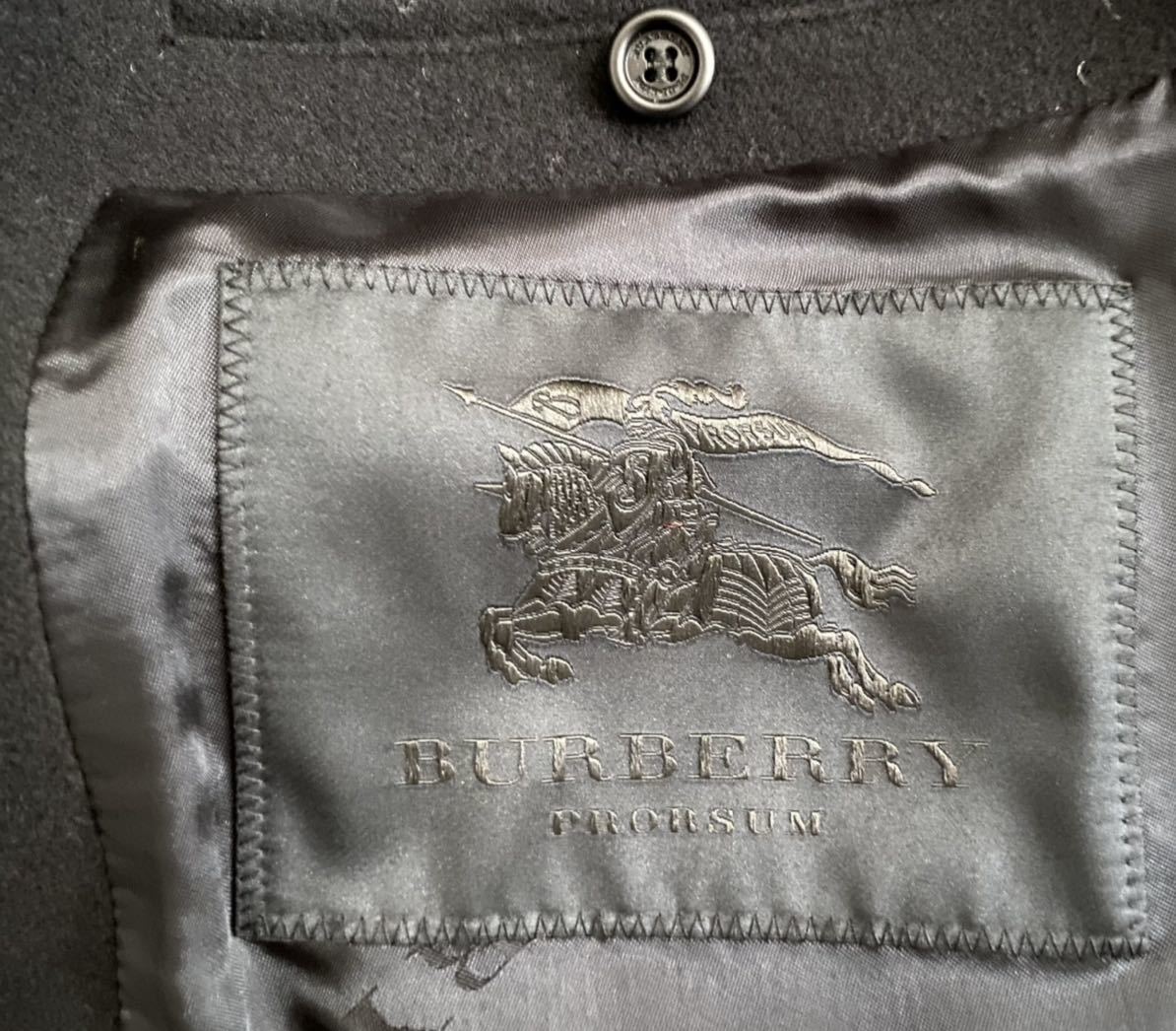  Burberry p low Sam чёрный пальто шерсть кашемир телячья кожа BURBERRY PRORSUM земля толщина 