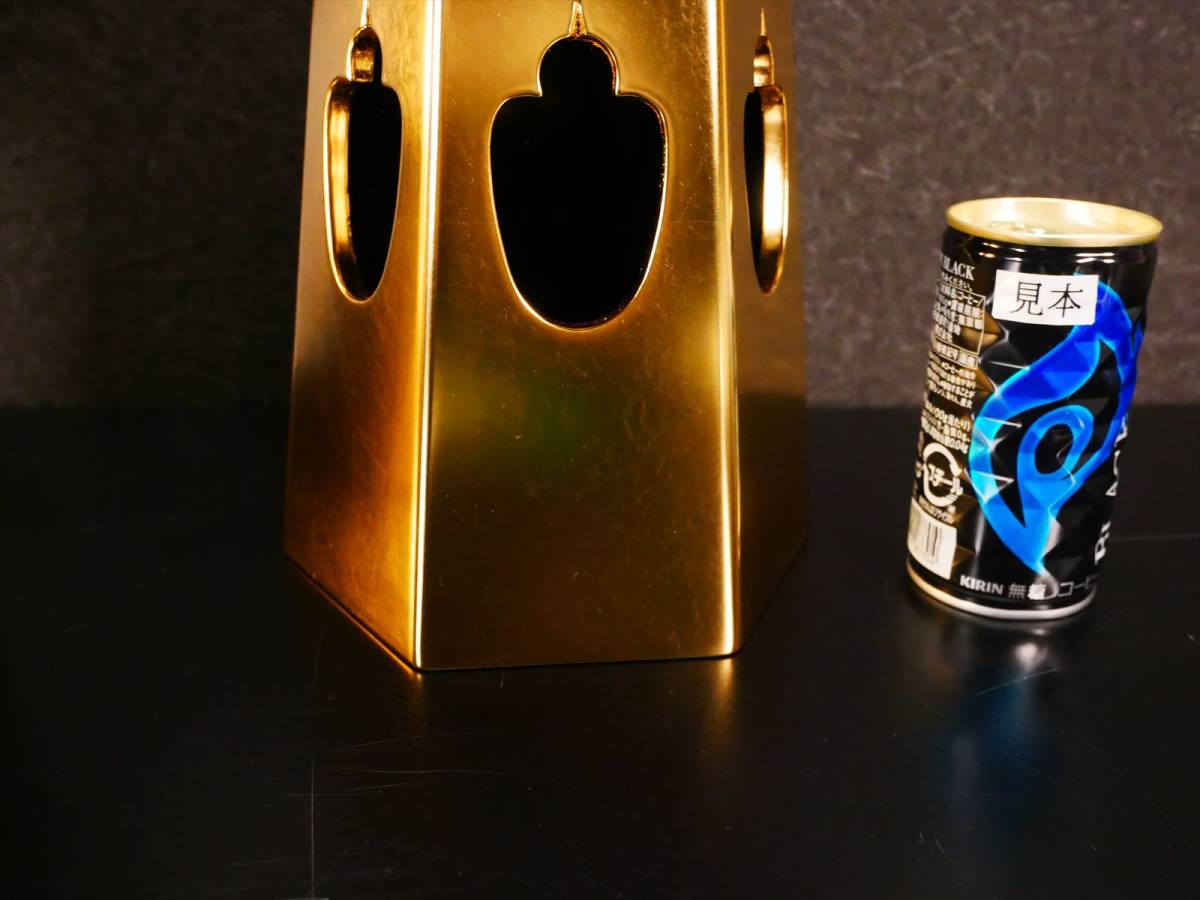 新品未使用 六角供花 三方金 6.5号 木製本金箔 一対(K) 4158 ⑤ M