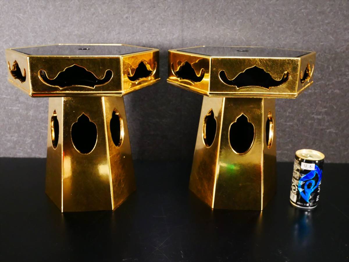 新品未使用 六角供花 三方金 8号 木製本金箔 一対(K) 4160 M 新品未使用 六角供花 三方金 8号 木製本金箔 一対(K) 4160 M