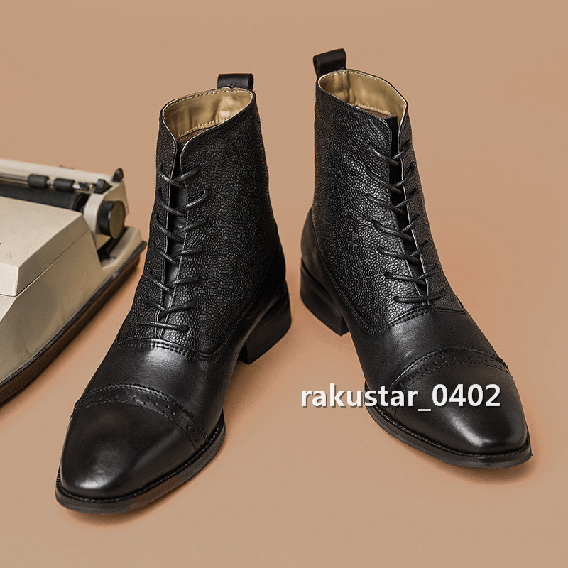 ブーツ メンズ 本革 牛革 ショートブーツ ワークブーツ ミリタリーブーツ メンズ靴 紳士靴 カジュアル 履きやすい24~27.5cm/22UD72_画像3