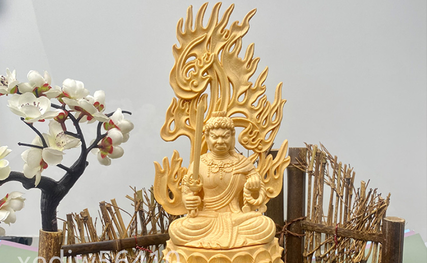 極上品 仏教美術 彫仏像 不動明王像 精密彫刻 鎮宅辟邪 高さ約28cm