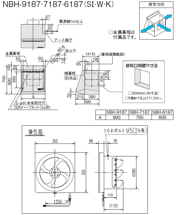 リクシル・サンウェーブ　レンジフード　プロペラファン　間口75cm　シルバー　NBH-7187SI_画像3