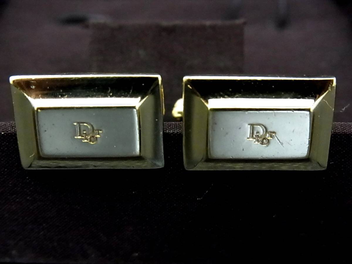 *N4057*# superior article #[Dior] Dior [ silver * Gold ]# cuffs & tiepin * necktie pin ( tie tack ) set!