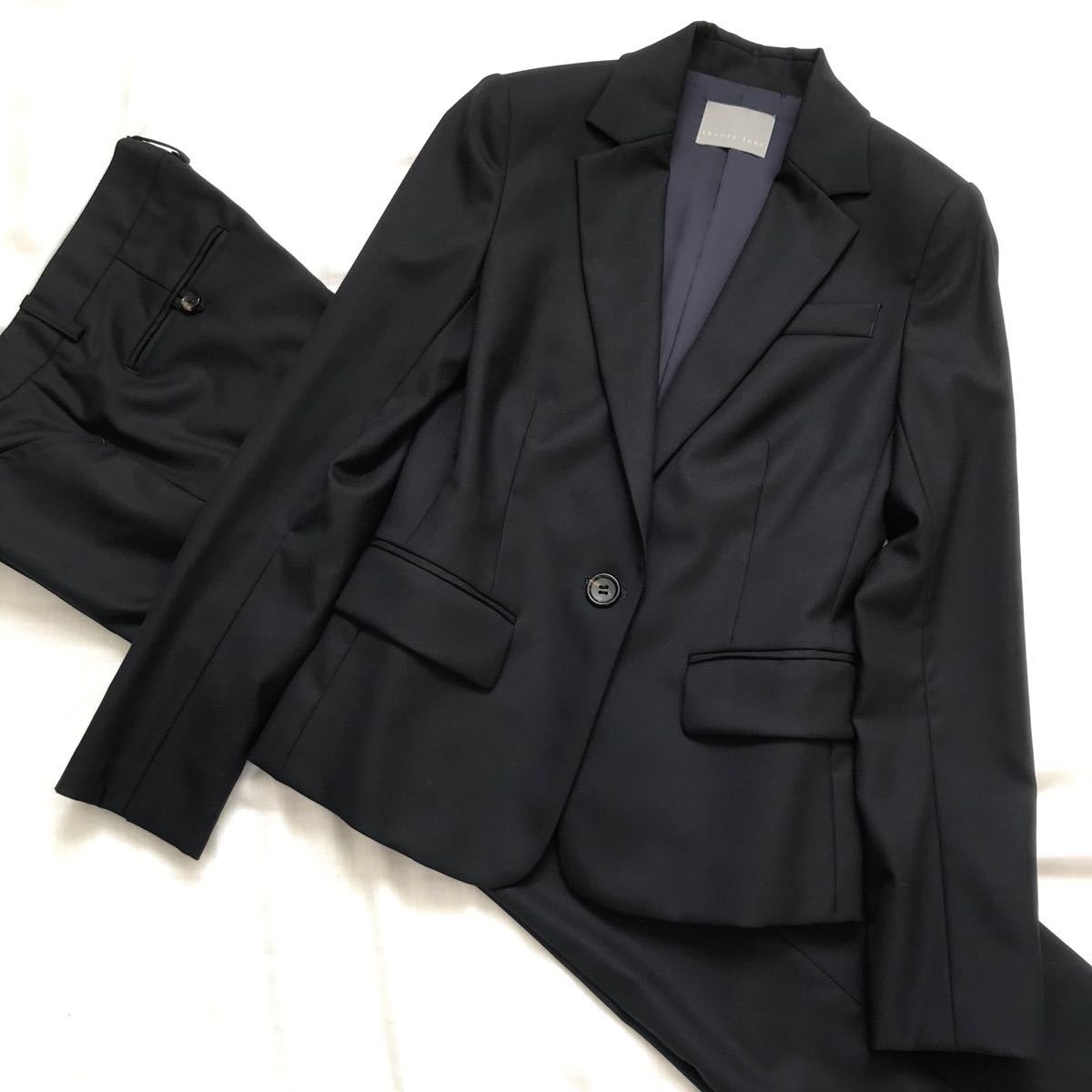 美品 セオリーリュクス パンツスーツ セットアップ ビジネス 濃紺 36 S