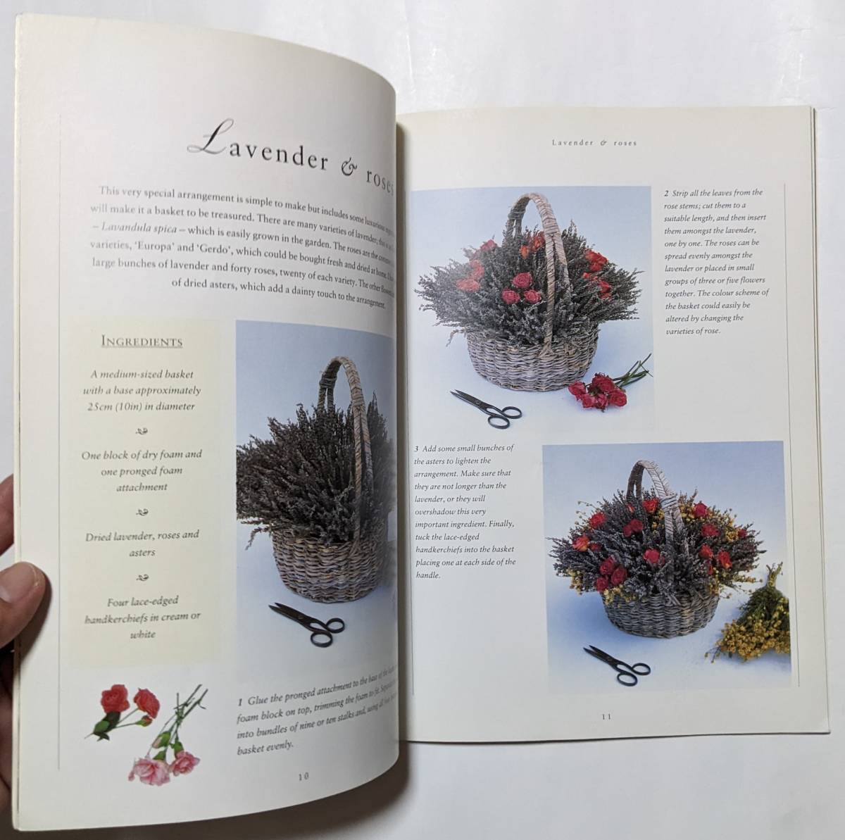 香りを楽しむアレンジメント12種類「The Scented Flower Project Book」ポプリ/リース/バスケット/麦わら帽子/バラ/ラベンダー/英語_画像6