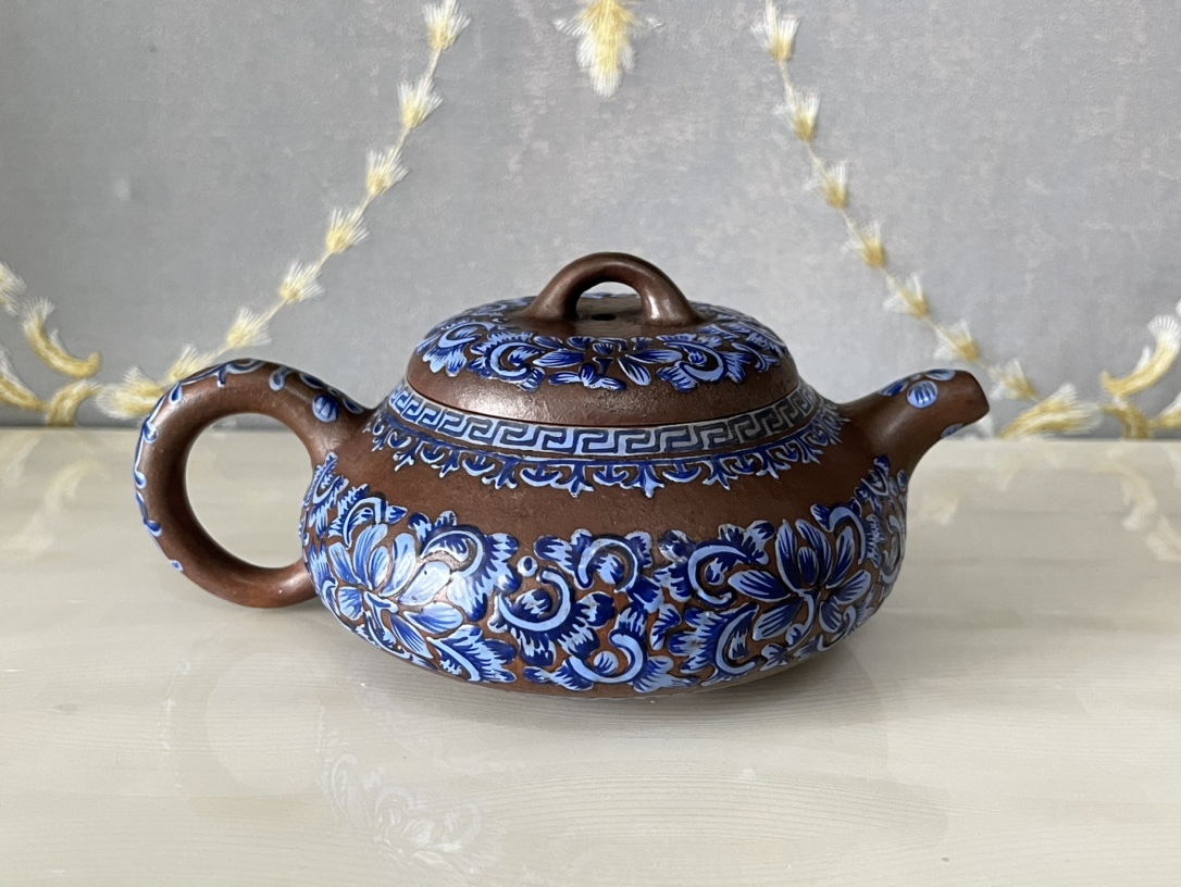 ZA000088 中国唐物 秘蔵逸品 紫砂壺 茶道具 高さ7.5 直径16.5 口径6.5 底値10cm